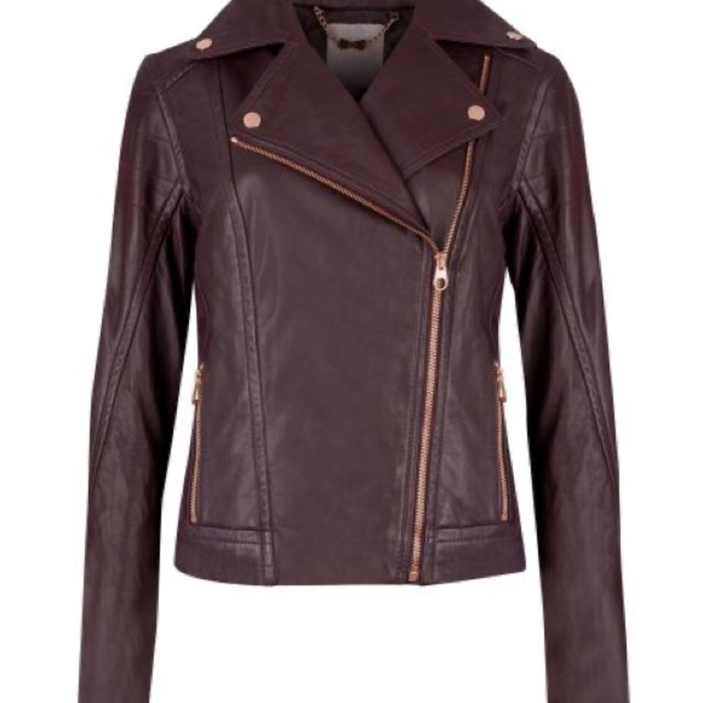 Ted Baker Deep Burgundy Leather Jacket